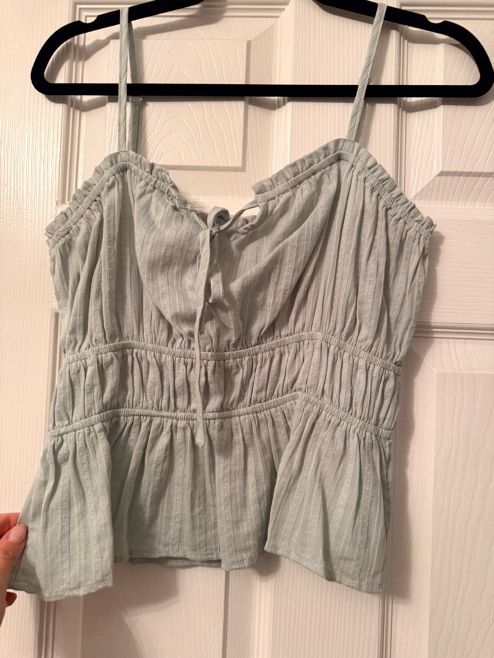 Promesa Light Sage Green Spaghetti Strap Tie-Front Camisole